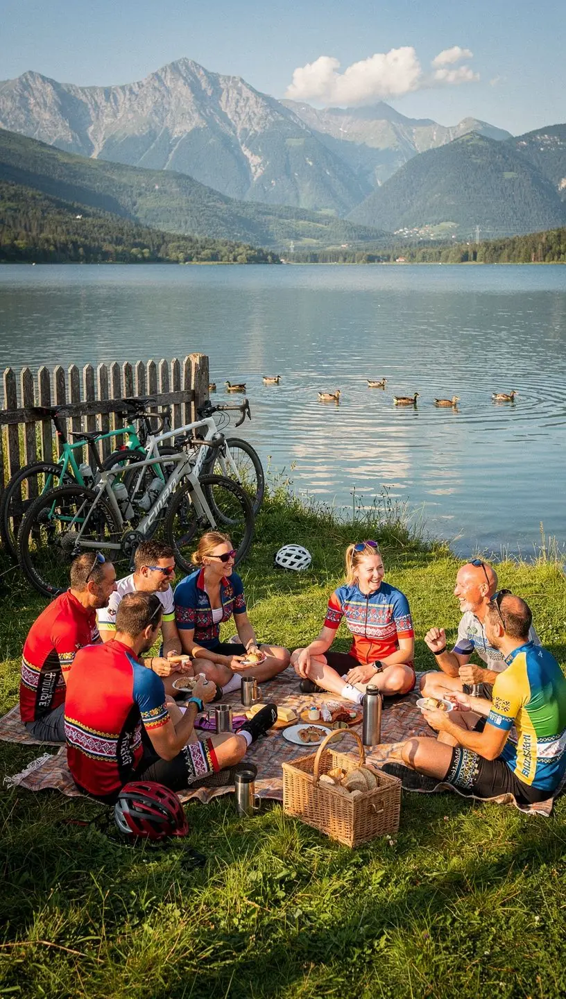 A family riding along a long-distance route, capturing moments of joy and adventure together.